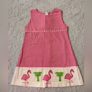 Pink Gingham Flamingo and Palm Tree Dress for Toddler